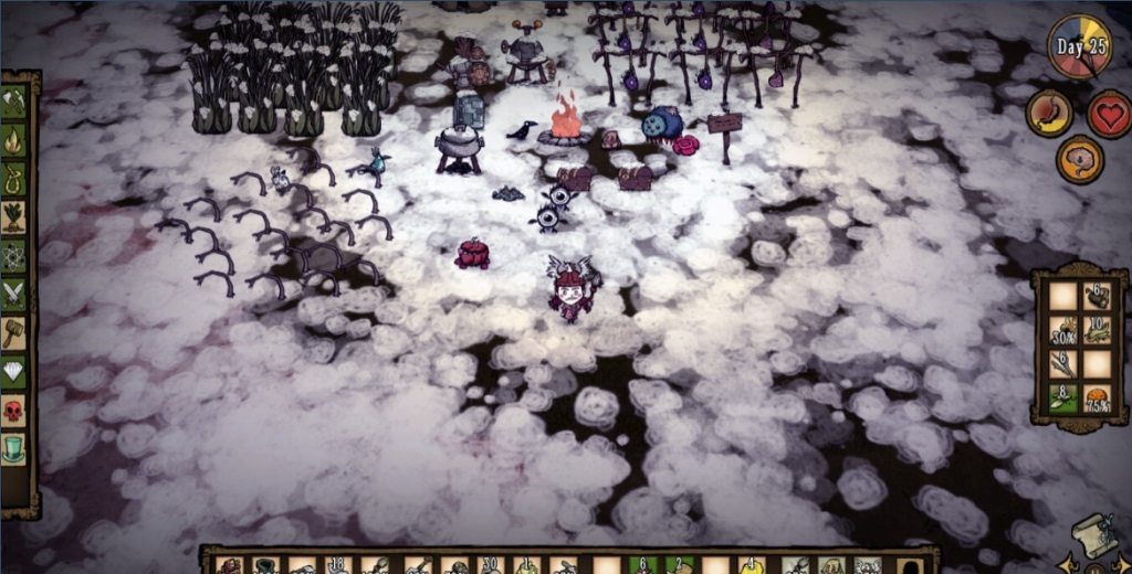 Don't Starve winter base on Day 25 playing as Wigfrid