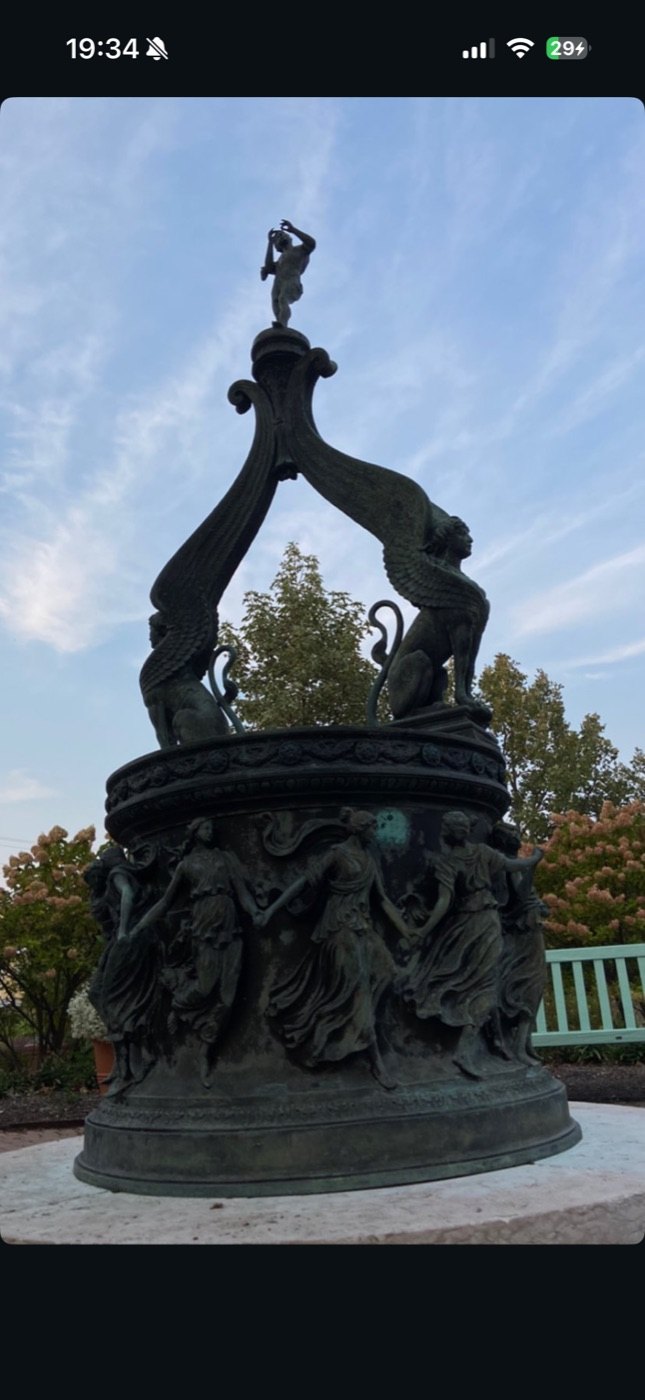 Bronze sculpture in a garden